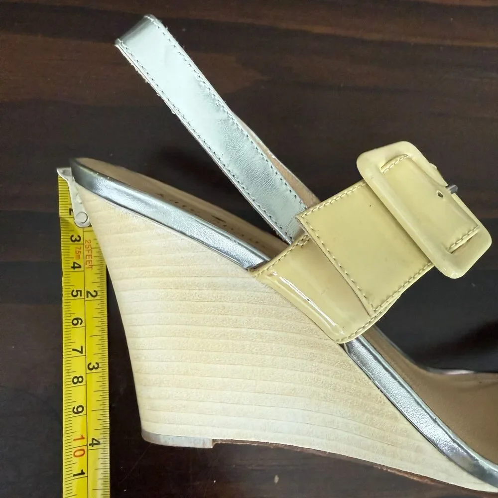 Kate Spade New York Vero Cuoio Slingback Wedge Heel Size 8.5B Made In Italy